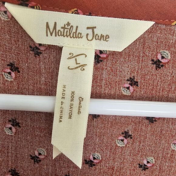 Matilda Jane Top Matilda Jane Tank Top Tunic Top Tie Neck Top Floral Top L Rust - Picture 6 of 8